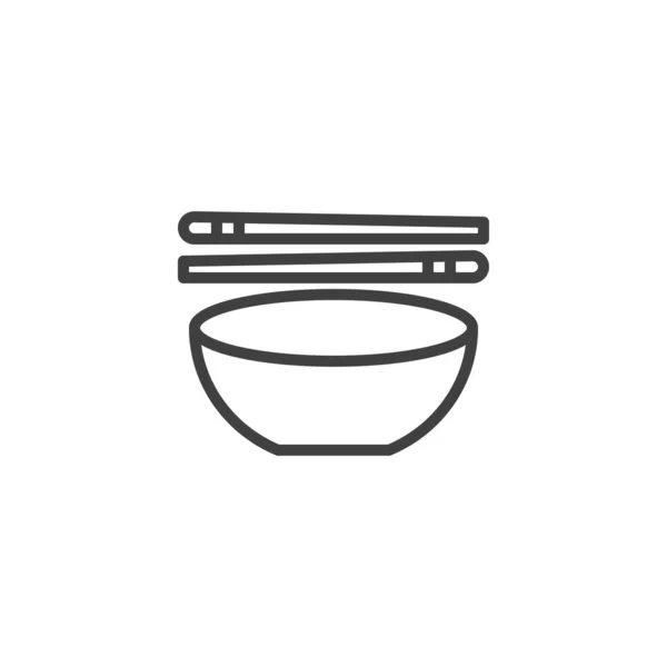Chopsticks Bowl Line Icoon Lineair Stijlteken Voor Mobiel Concept Webdesign — Stockvector