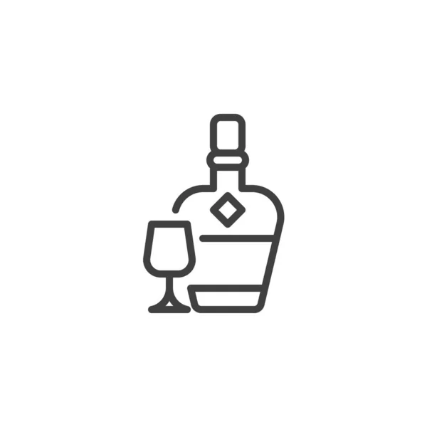 中国白菊瓶装线图标 移动概念和网页设计的线性风格标志 白酒轮廓矢量图标 标识插图 矢量图形 — 图库矢量图片