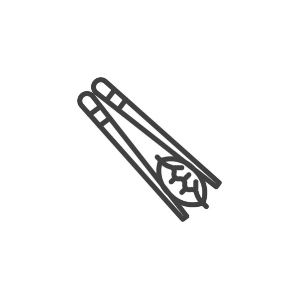Chopsticks Met Wonton Line Icoon Lineair Stijlteken Voor Mobiel Concept — Stockvector