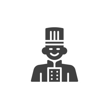 Çin şef vektör ikonu. Mobil konsept ve web tasarımı için düz tabela. Çinli şef üniforması sembolü. Sembol, logo çizimi. Vektör grafikleri