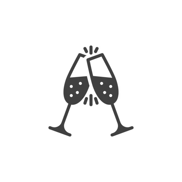 Cheers Champagne Glazen Vector Pictogram Gevulde Platte Teken Voor Mobiele — Stockvector