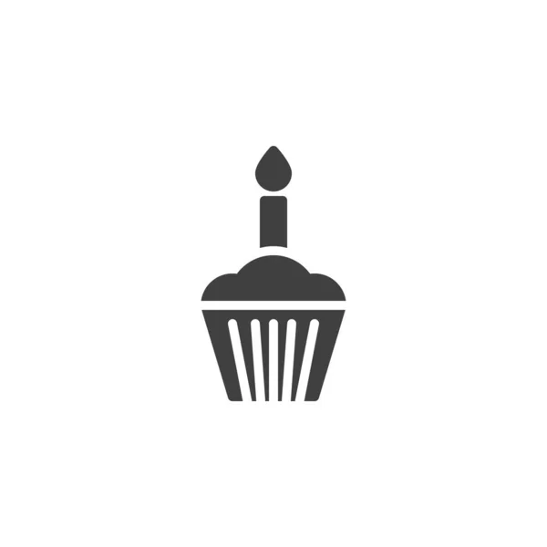 Cupcake Avec Icône Vectorielle Bougie Panneau Plat Rempli Pour Concept — Image vectorielle