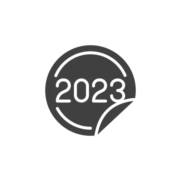 Ícone Vetor Etiqueta 2023 Sinal Plano Cheio Para Conceito Móvel —  Vetores de Stock