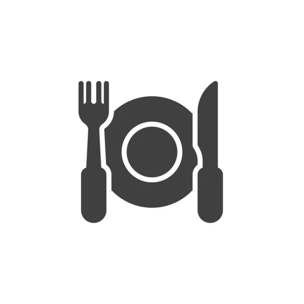 带有叉子和刀具矢量图标的板 填写了移动概念和网页设计的平面标志 餐具和印版图标 餐厅标志 标志插图 矢量图形 — 图库矢量图片