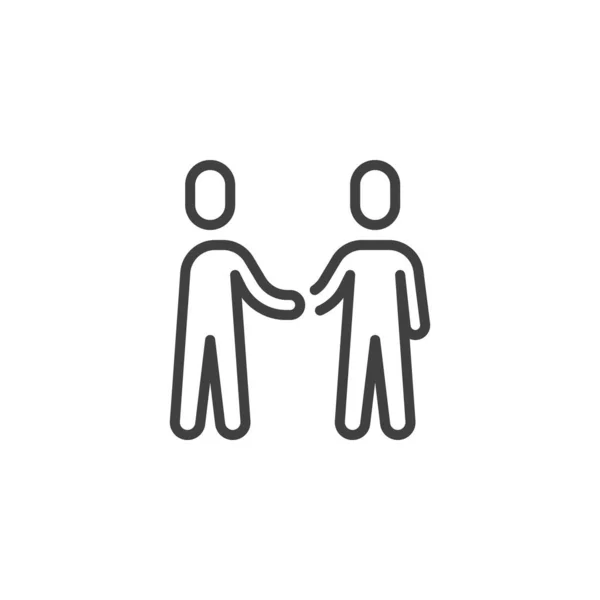 Två Personer Handskakning Line Ikon Linjär Stil Tecken För Mobila — Stock vektor