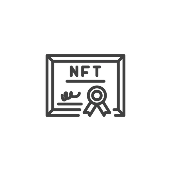 Nftの所有権証明書ラインアイコン モバイルコンセプトとウェブデザインのためのリニアスタイルのサイン Nftディプロマアウトラインベクトルアイコン シンボル ロゴイラスト ベクトルグラフィックス — ストックベクタ