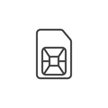 SIM kart satırı simgesi. Mobil konsept ve web tasarımı için doğrusal biçim işareti. Mobil sim kart ana hatlı vektör simgesi. Sembol, logo çizimi. Vektör grafikleri