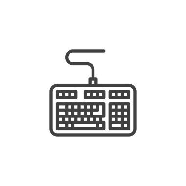 Bilgisayar klavye satırı simgesi. Mobil konsept ve web tasarımı için doğrusal biçim işareti. PC klavye ana hatlı vektör simgesi. Sembol, logo çizimi. Vektör grafikleri