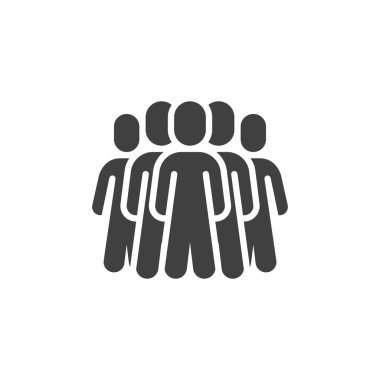 Bir grup insan vektör simgesi. Mobil konsept ve web tasarımı için düz tabela. Ekip çalışması sembolü olarak. Sembol, logo çizimi. Vektör grafikleri