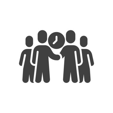 Zaman yönetimi vektör simgesi. Mobil konsept ve web tasarımı için düz tabela. Takım çalışması, ortaklık sembolü. Sembol, logo çizimi. Vektör grafikleri