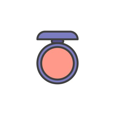 Makyaj Kızarıklığı, çizgi vektör simgesi, beyaz üzerine izole edilmiş doğrusal renkli resim. Sembol, logo çizimi. Vektör grafikleri