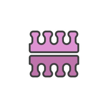 Ayak parmağı ayırıcı ana çizgi simgesi, çizgi vektör işareti, beyaz üzerine izole edilmiş doğrusal renkli resim. Sembol, logo çizimi. Vektör grafikleri