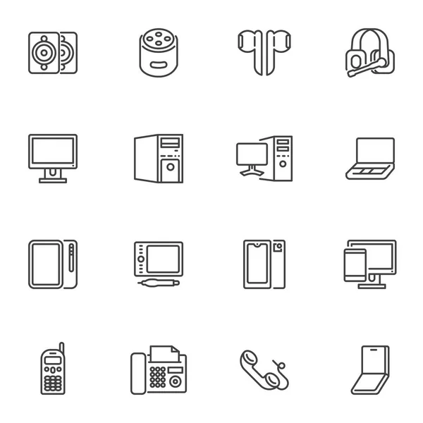 Ensemble Icônes Ligne Gadgets Électroniques Collection Symboles Vectoriels Contour Paquet — Image vectorielle