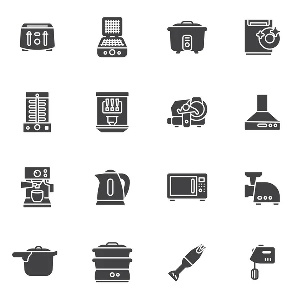 Conjunto Iconos Vectores Electrodomésticos Cocina Colección Símbolos Sólidos Modernos Paquete — Archivo Imágenes Vectoriales