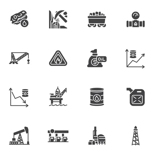 Oil Industry Vector Icons Set Modern Solid Symbol Collection Filled — Stock Vector
