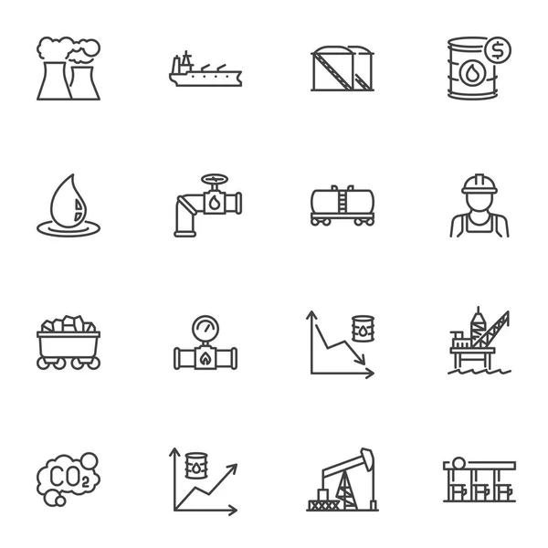 Crude Oil Industry Vector Icons Set Modern Solid Symbol Collection — Stock Vector