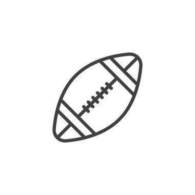 Amerikan futbol sahası ikonu. Mobil konsept ve web tasarımı için doğrusal biçim işareti. Rugby topu taslak vektör simgesi. Sembol, logo çizimi. Vektör grafikleri
