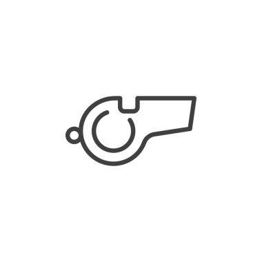 Hakem ıslık simgesi. Mobil konsept ve web tasarımı için doğrusal biçim işareti. Düdük sesi ana vektör simgesi. Sembol, logo çizimi. Vektör grafikleri