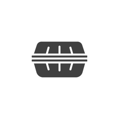 Yemek kutusu vektör ikonu. Fast food konteynırı mobil konsept ve web tasarımı için tabela doldurdu. Hamburger ambalajı simgesi. Sembol, logo çizimi. Vektör grafikleri