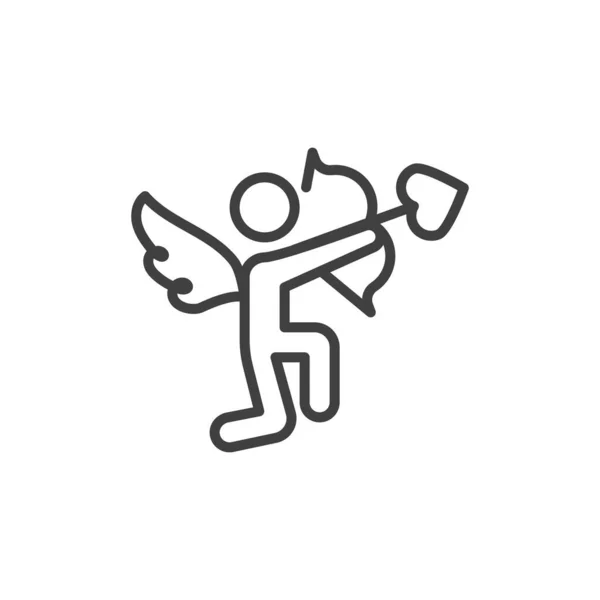 Cupidon Avec Icône Ligne Flèche Signe Style Linéaire Pour Concept — Image vectorielle