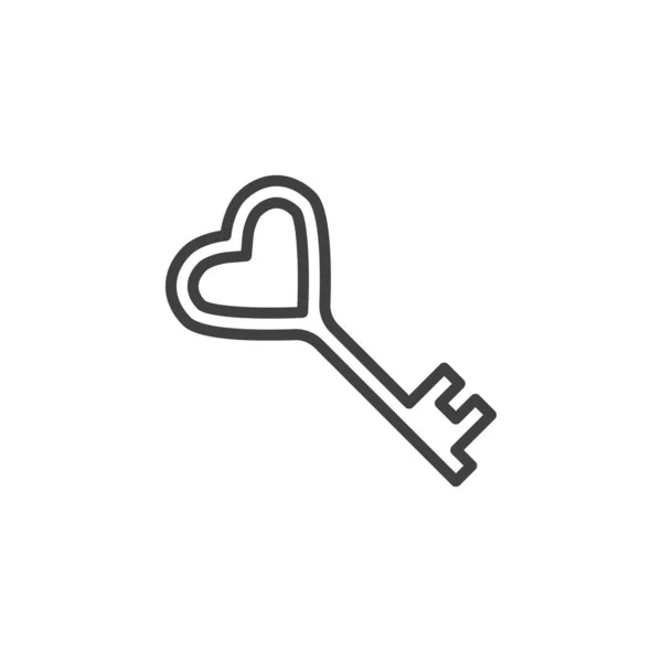 Heart Shaped Key Line Icon Linear Style Sign Mobile Concept — Stock Vector