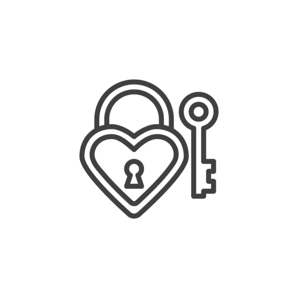 Cerradura Forma Corazón Icono Línea Llave Signo Estilo Lineal Para — Archivo Imágenes Vectoriales