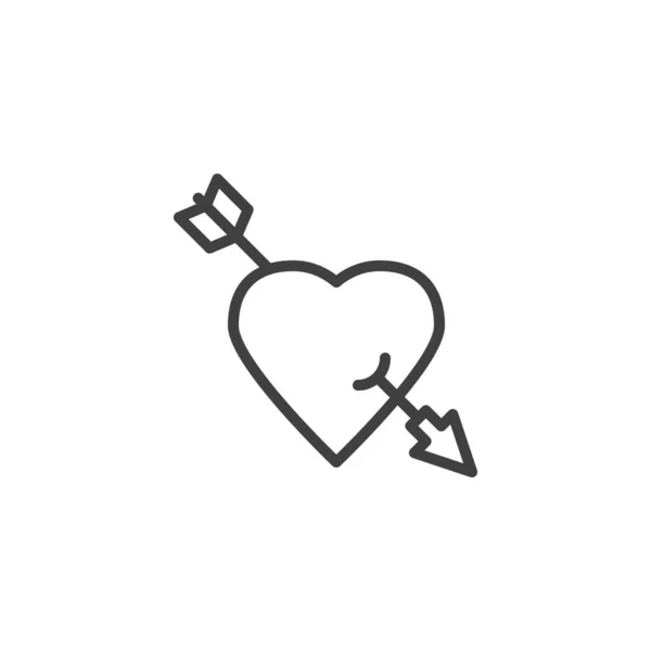 Herz Mit Pfeillinien Symbol Lineares Stilschild Für Mobiles Konzept Und — Stockvektor