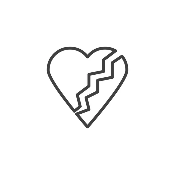 Broken Heart Line Icon Linear Style Sign Mobile Concept Web — Stock Vector