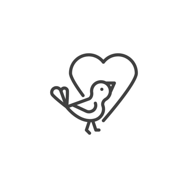 Bird Heart Line Icon Linear Style Sign Mobile Concept Web — Stock Vector