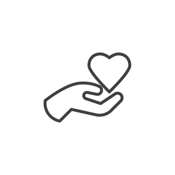 Ele Tutuşan Kalp Çizgisi Ikonu Mobil Konsept Web Tasarımı Için — Stok Vektör