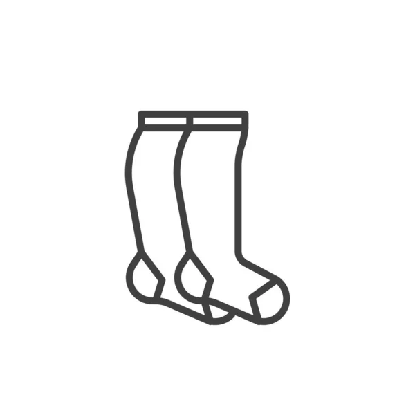 長い靴下のラインアイコン モバイルコンセプトとウェブデザインのためのリニアスタイルのサイン 膝の高い靴下の輪郭ベクトルアイコン シンボル ロゴイラスト ベクトルグラフィックス — ストックベクタ