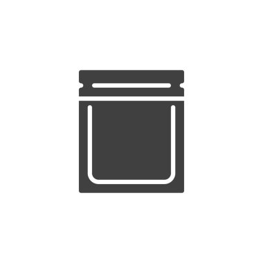 Yiyecek ambalajlama vektör simgesi. Mobil konsept ve web tasarımı için düz tabela. Süpürge ambalaj sembolü. Sembol, logo çizimi. Vektör grafikleri