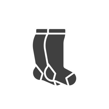 Uzun çorap vektör ikonu. Mobil konsept ve web tasarımı için düz tabela. Diz boyu çorap sembolü. Sembol, logo çizimi. Vektör grafikleri