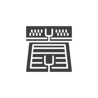 Amerikan futbol stadyumu vektör ikonu. Mobil konsept ve web tasarımı için düz tabela. Futbol sahası gol sembolü. Sembol, logo çizimi. Vektör grafikleri