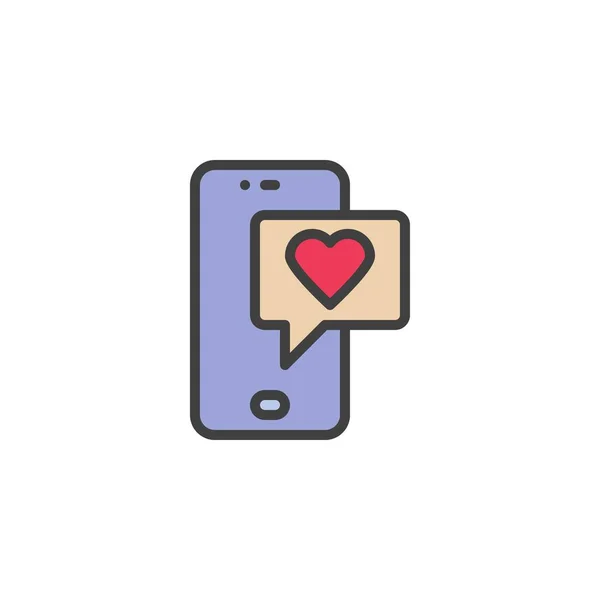 Love Chat Message Rempli Icône Contour Signe Vectoriel Ligne Écran — Image vectorielle