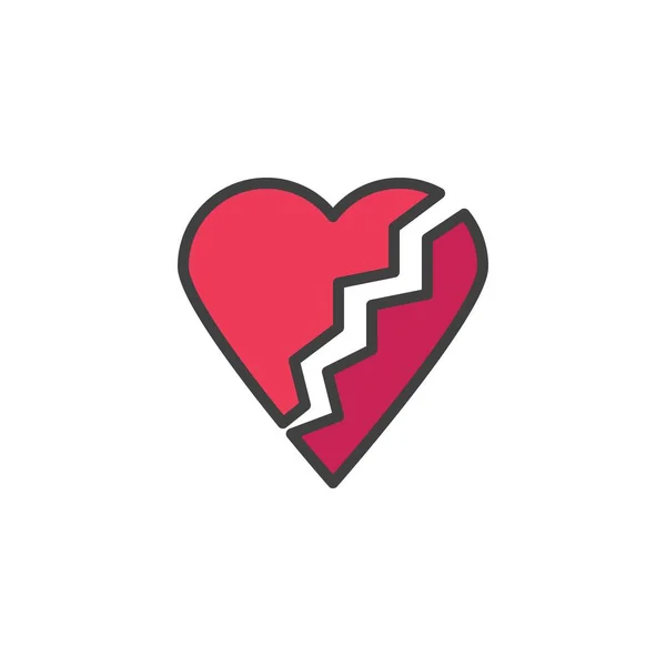 Иконка Разбитым Сердцем Знак Вектора Линии Линейная Красочная Пиктограмма Выделенная — стоковый вектор
