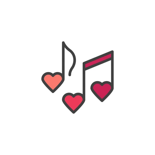 Heart Music Note Filled Outline Icon Line Vector Sign Linear — Stock Vector
