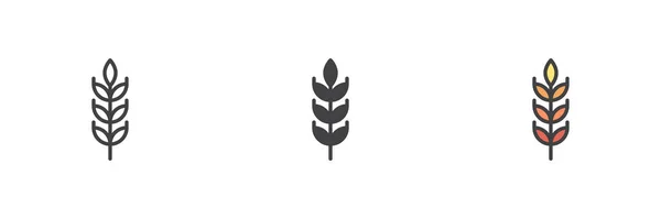Ухо Пшеницы Разного Стиля Иконка Набора Строка Глиф Заполненный Контур — стоковый вектор