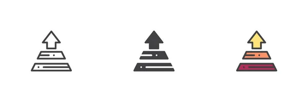 Pyramidendiagramm Wachstum Andere Stil Symbol Gesetzt Linie Glyphe Und Gefüllte — Stockvektor