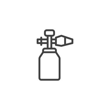 Köpük püskürtme çizgisi simgesi. Mobil konsept ve web tasarımı için doğrusal biçim işareti. Köpük topu ana hatlı vektör simgesi. Sembol, logo çizimi. Vektör grafikleri