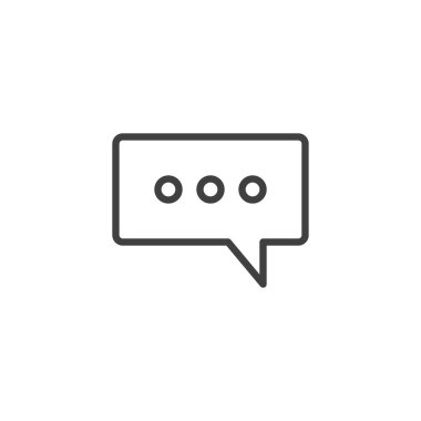 Konuşma balonu simgesi. Mobil konsept ve web tasarımı için doğrusal biçim işareti. Sohbet yorumu ana vektör simgesi. Sembol, logo çizimi. Vektör grafikleri