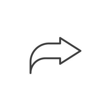 Paylaş, İleri çizgi simgesi. Mobil konsept ve web tasarımı için doğrusal biçim işareti. Sırada, ok sağ dış hatlı vektör simgesi. Sembol, logo çizimi. Vektör grafikleri