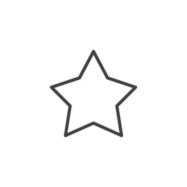 Yıldız çizgisi simgesi. Mobil konsept ve web tasarımı için doğrusal biçim işareti. Yıldız şekli taslak vektör simgesi. Sembol, logo çizimi. Vektör grafikleri