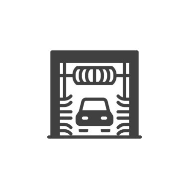 Otomatik oto yıkama vektör simgesi. Mobil konsept ve web tasarımı için düz tabela. Dokunulmaz araba yıkama sembolü. Sembol, logo çizimi. Vektör grafikleri