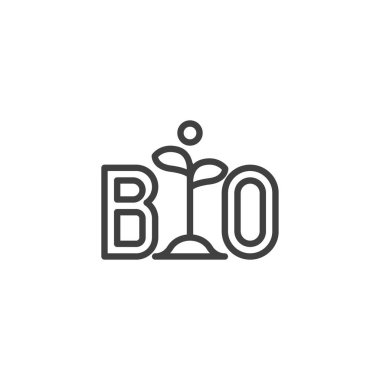 Biyo enerji hattı simgesi. Mobil konsept ve web tasarımı için doğrusal biçim işareti. Biyolojik bitki çizgisi vektör simgesi. Çevre dostu sembol, logo çizimi. Vektör grafikleri