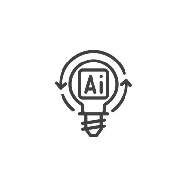 YZ yenilik çizgisi simgesi. Mobil konsept ve web tasarımı için doğrusal biçim işareti. Yapay zeka fikri oluşturma vektör simgesi. Sembol, logo çizimi. Vektör grafikleri