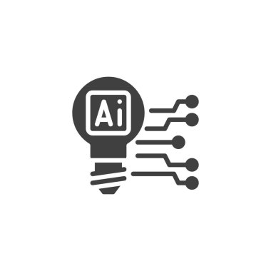 Al, derin öğrenme vektör simgesi. Mobil konsept ve web tasarımı için düz tabela. Yapay zeka öğrenme simgesi. Sembol, logo çizimi. Vektör grafikleri