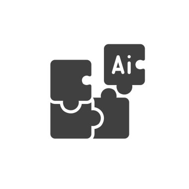 Al, derin öğrenme vektör simgesi. Mobil konsept ve web tasarımı için düz tabela. Yapay zeka yapboz simgesi. Sembol, logo çizimi. Vektör grafikleri