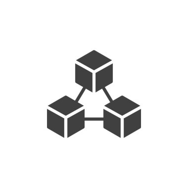 Engelleme teknolojisi vektör simgesi. Mobil konsept ve web tasarımı için düz tabela. Blockchain glyph simgesi. Sembol, logo çizimi. Vektör grafikleri