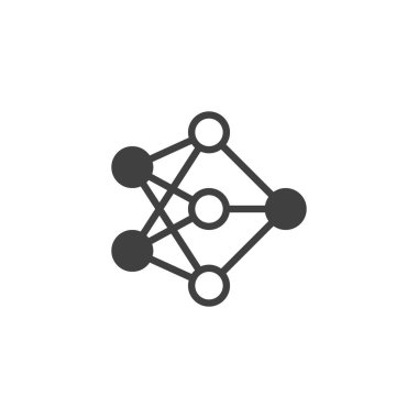 Sinirsel ağ yapı vektör simgesi. Mobil konsept ve web tasarımı için düz tabela. Nöron ağ simgesi. Sembol, logo çizimi. Vektör grafikleri